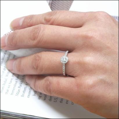 リング 指輪 ダイヤモンド ダイヤモンドリング 中石 0.1ct Dカラー VVS1 ３EX H&C プラチナ900 トータル0.27ct 中央宝石研究所 ソーティング付きの画像
