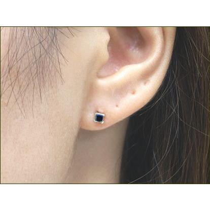 サファイア ピアス K14WG サファイアスクエアピアス 3mm 9月誕生石 