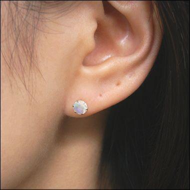 プラチナピアス プラチナ ピアス Pt900 エチオピア オパールピアス 5.0mm ラッピング無料 送料無料の画像