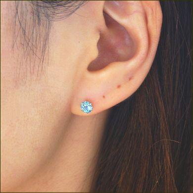 プラチナピアス プラチナ ピアス Pt900 サンタマリア アクアマリンピアス 5.0mm ラッピング無料 送料無料の画像