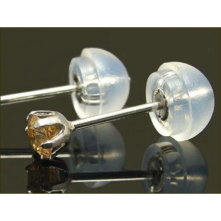 ピアス ダイヤモンド SIクラス シャンパンカラー Pt900 ブラウンダイヤモンド スタッドピアス 0.2ct 6本爪 ラッピング無料 送料無料の画像
