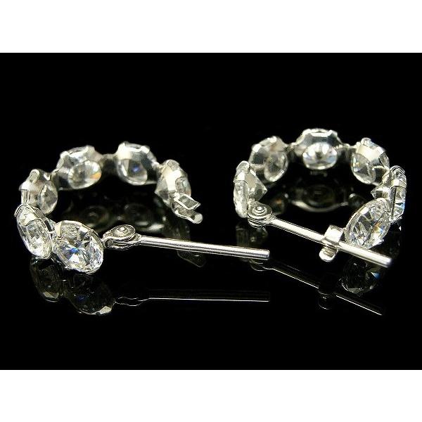 ピアス キュービックジルコニア K14WG キュービックジルコニアピアス 大粒 6石 フープピアス ラッピング無料 送料無料の画像