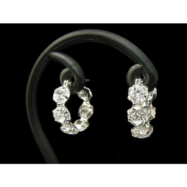 ピアス キュービックジルコニア K14WG キュービックジルコニアピアス 大粒 6石 フープピアス ラッピング無料 送料無料の画像