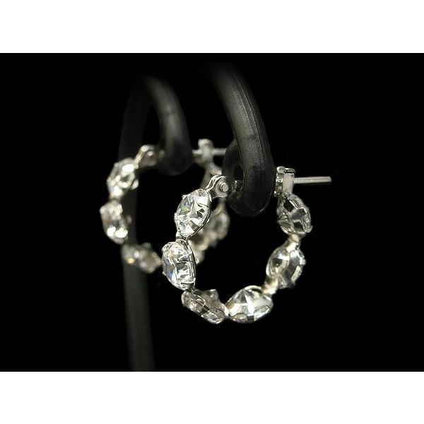 ピアス キュービックジルコニア K14WG キュービックジルコニアピアス 大粒 6石 フープピアス ラッピング無料 送料無料の画像