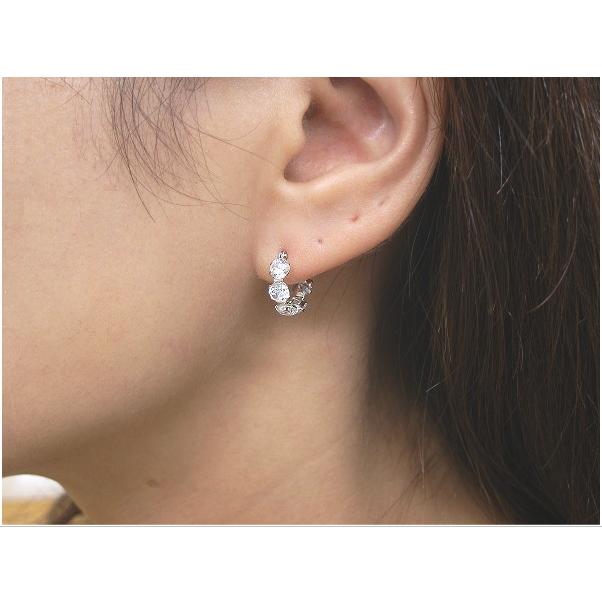 ピアス キュービックジルコニア K14WG キュービックジルコニアピアス 大粒 6石 フープピアス ラッピング無料 送料無料の画像