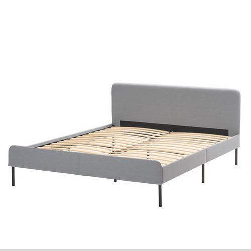 IKEA イケア ベッド ベッドルーム SLATTUM スラットゥム ファブリックベッドフレーム クニーサ ライトグレー 140x200 cm