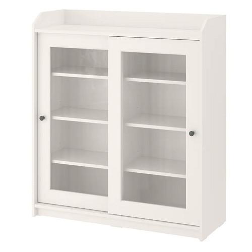 キャビネット ガラス扉キャビネット Ikea イケア ガラスケース コレクションケース Hauga ハウガ ホワイト 大放出セール