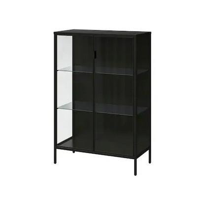 誕生日 お祝い Ikea イケア Rudsta ルードスタ コレクションケース ガラス キャビネット チャコール 80x37x1 Cm 現品
