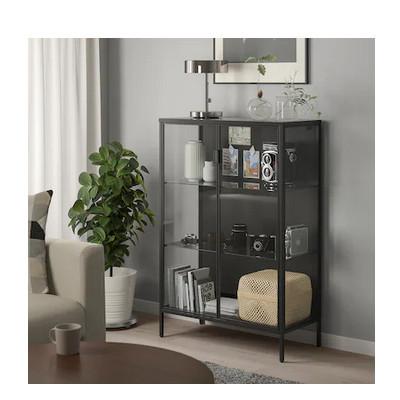 Ikea イケア Rudsta ルードスタ コレクションケース ガラス キャビネット チャコール 80x37x1 Cm モブライフ 通販 Yahoo ショッピング
