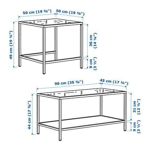 IKEA イケア コーヒーテーブル VITTSJO  ネストテーブル2点セット ブラックブラウン ガラス  (602.153.33)｜moblife｜03