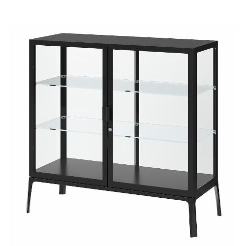 コレクションケース ガラスキャビネット ガラスケース Ikea イケア Milsbo ガラス扉キャビネット チャコール 海外