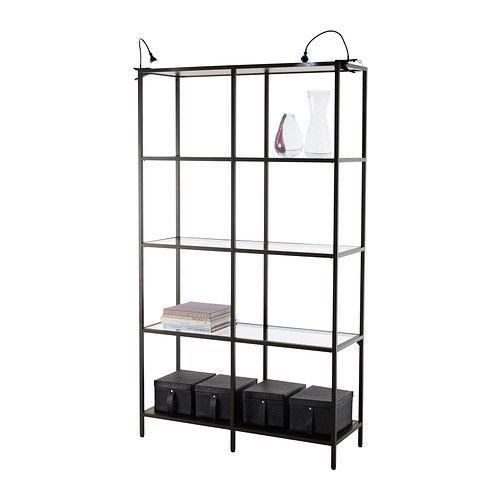 IKEA・イケア リビング・テーブル VITTSJO シェルフユニット, ブラックブラウン, ガラス, 100x175 cm (802.133