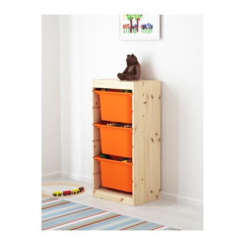 高品質の激安 IKEA・イケア　おもちゃ箱・子供収納　TROFAST（トロファスト） 収納コンビネーション, ライトホワイトステインパイン, オレンジ(092.408.83) おもちゃ収納