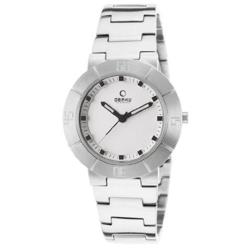 【メーカー包装済】 ObakuレディースHarmonyスリムスポーツ腕時計 ホワイト&シルバー v140lcisc 並行輸入品 腕時計
