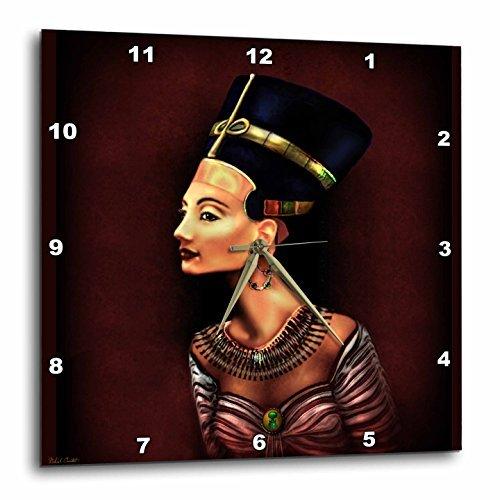 3dRose dpp_15330_3 古代エジプトの芸術家壁掛け時計にインスパイアされたネフェルティティの肖像画、38.72x35.72cm 並行輸入品
