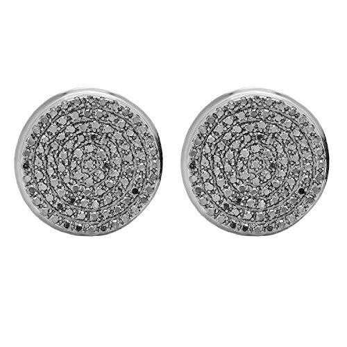 Dazzlingrockコレクション 0.40カラット(CTW) ラウンドブラックダイヤモンド マイクロパヴェ ヒップホップ メンズ スタッドイヤリン 並行輸入品