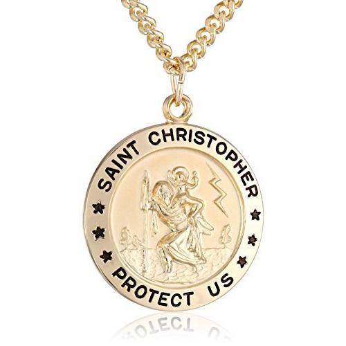 Men's 14k Gold-Filled Solid Saint Christopher Pendant with Gold