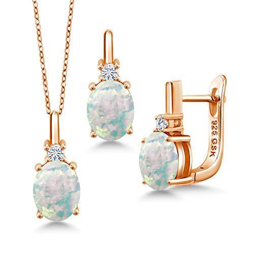 激安通販 Gem ネックレス レディースアクセサリー Stone King 4 85カラット シミュレイテッド ホワイトオパール シミュレイテッド ネックレス ピアス セット レディース シルバー925 ピンクゴー 並行輸入品 B015d674ae Moc On 口コミ商品