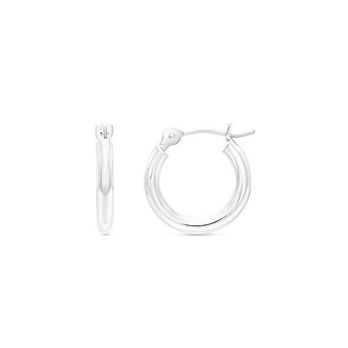 14Kホワイトゴールドクラシックラウンドフープイヤリング 並行輸入品