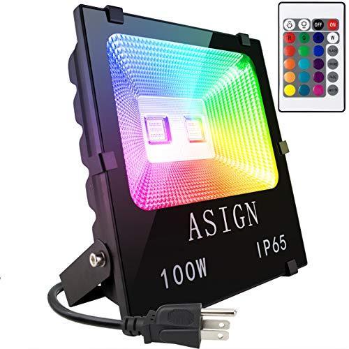 100W RGB LED Flood Lights, Waterproof Outdoor Color Changing LED Security L 並行輸入品