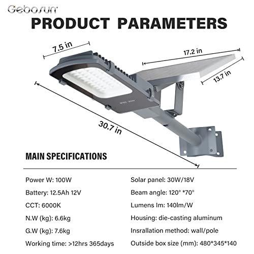 Gebosun　LED　60W　IP65　ソーラーフラッド　6000ルーメン　防水　街灯　アウトドア　夕暮れから夜明けまでのセキュリティエリアライト　並行輸入品