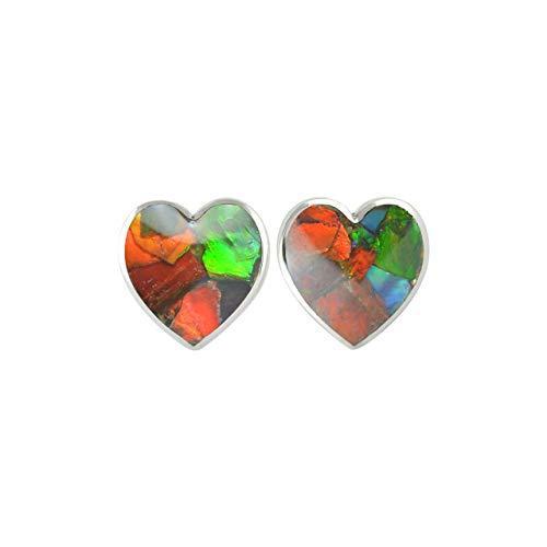 スターボーン アンモライト ハート スターリングシルバー ポストイヤリング 並行輸入品