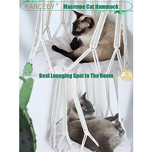 Macrame Cat Hammock,Macrame Hanging Catnip Bed with Hanging Kit (1.Macrame  並行輸入品｜moc-on｜02