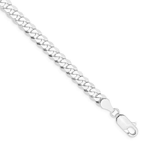 Solid 14k White Gold 4.75mm Beveled Curb Cuban Chain Bracelet - with Secure 並行輸入品