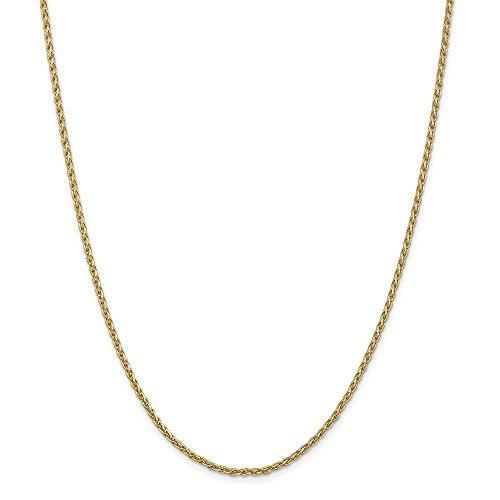 Solid 14k Yellow Gold 2.25mm Parisian Wheat Chain Necklace - with Secure Lo 並行輸入品