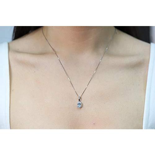 【新登場】 Gin & Grace 10K ホワイトゴールド 天然アクアマリン ダイヤモンド (I1、I2) ペンダント 女性用 並行輸入品 【1097085066】(39250円)