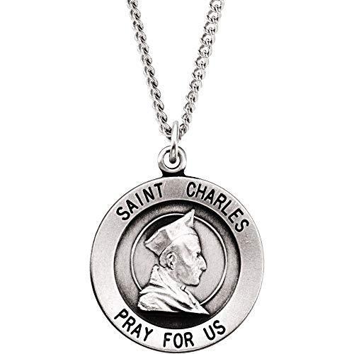 【超特価sale開催】 Solid 並行輸入品 Charm Medal Charles Saint St. Us for Pray 18.25mm Silver Sterling 925 ネックレス、ペンダント