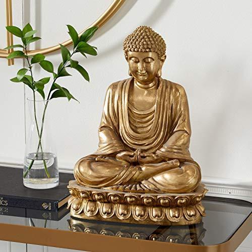 Deco 79 Gold Polystone Glam Sculpture， Buddha 16 x 12 x 9 Inches 並行輸入品