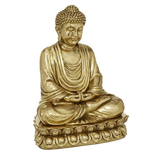 Deco 79 Gold Polystone Glam Sculpture， Buddha 16 x 12 x 9 Inches 並行輸入品 Deco 英語 Gold Polystone Glam Sculpture， Buddha