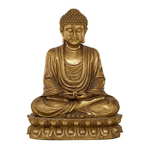 Deco 79 Gold Polystone Glam Sculpture， Buddha 16 x 12 x 9 Inches 並行輸入品 Deco 英語 Gold Polystone Glam Sculpture， Buddha