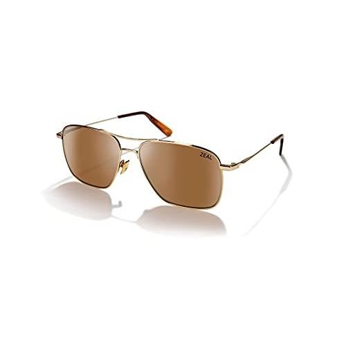 Zeal Optics Pescadero Square Aviator Polarized Sunglasses， Gold/Polarized C 並行輸入品
