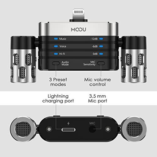 MOOU RHK26 Portable Microphone for iPhone/iPad, Dual Track Digital