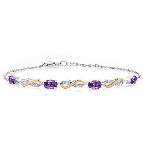 Gem Stone King 1.85 Ct Oval Purple Amethyst 925 Silver and 10K