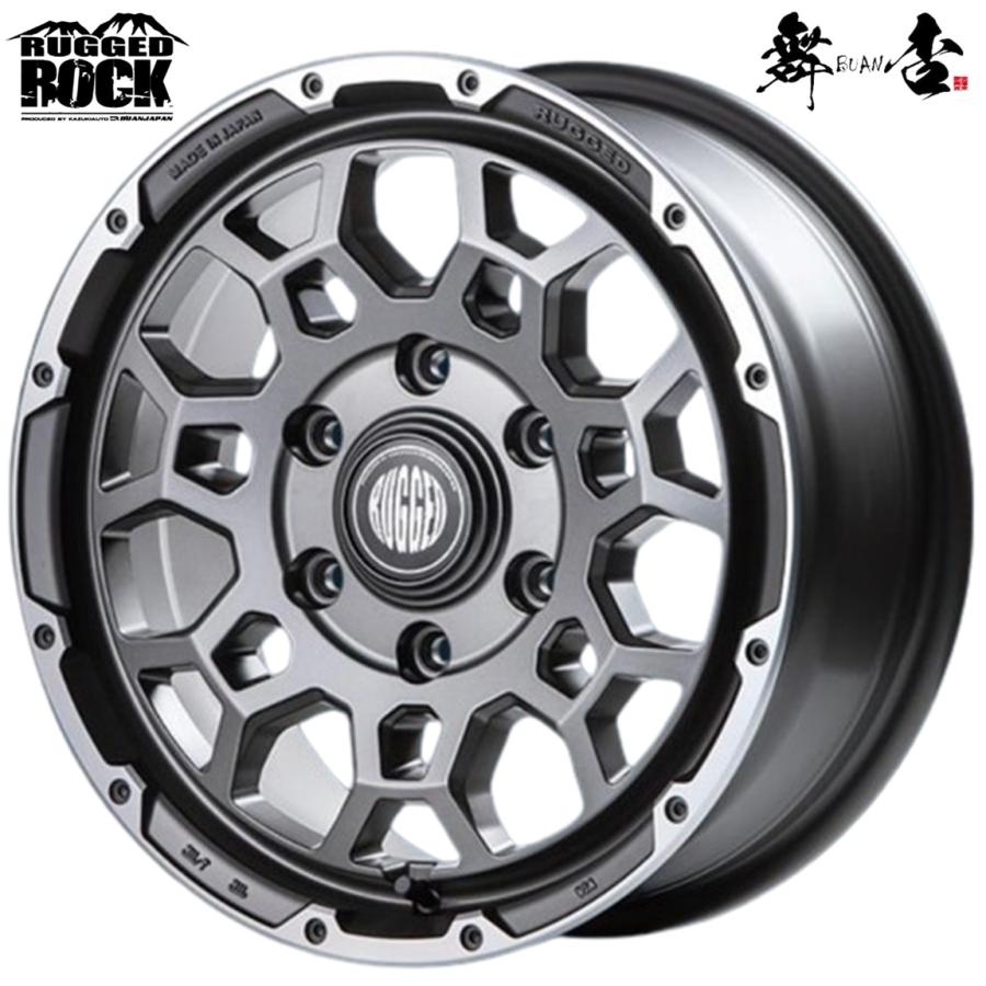 RUGGED ROCK セミグロスブラック 16インチ４本セット 舞杏（BUAN） BUAN JAPAN （カズキオート）【ラギッドロック】16x6.5