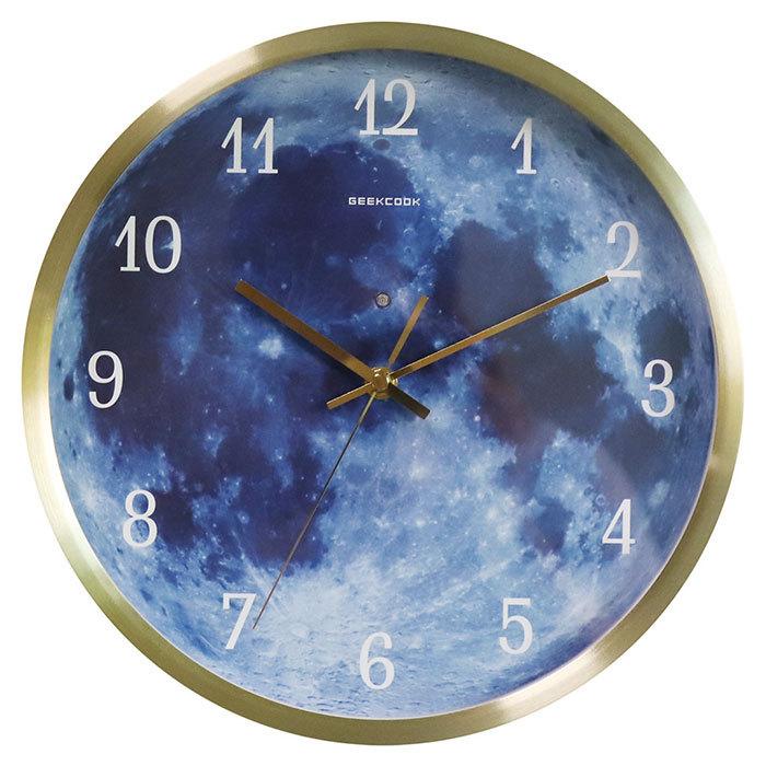 掛け時計 おしゃれ 通販 光る 発光月型 かけ時計 電池 静音 昼夜