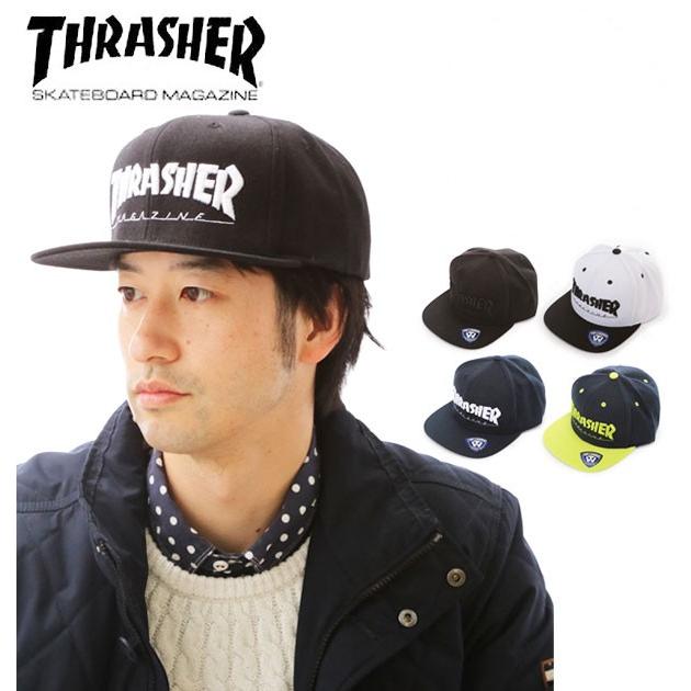 キャップ レディース メンズ 帽子 スラッシャー THRASHER ブランド おしゃれ スナップバック cap スポーツ MAG mag logo cap 平つば スケーター｜moccasin