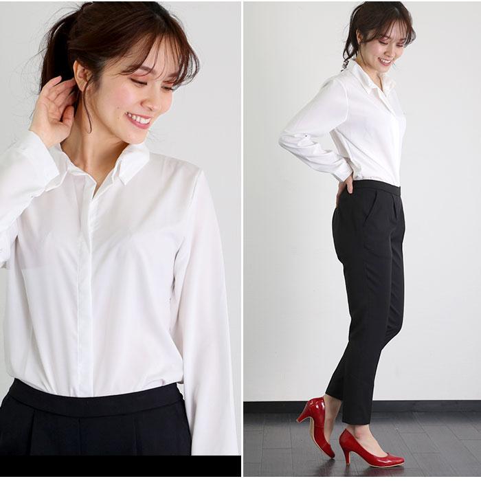 シャツ 通販シャツ ブラウス 長袖 レディース ポリエステル100% しわに