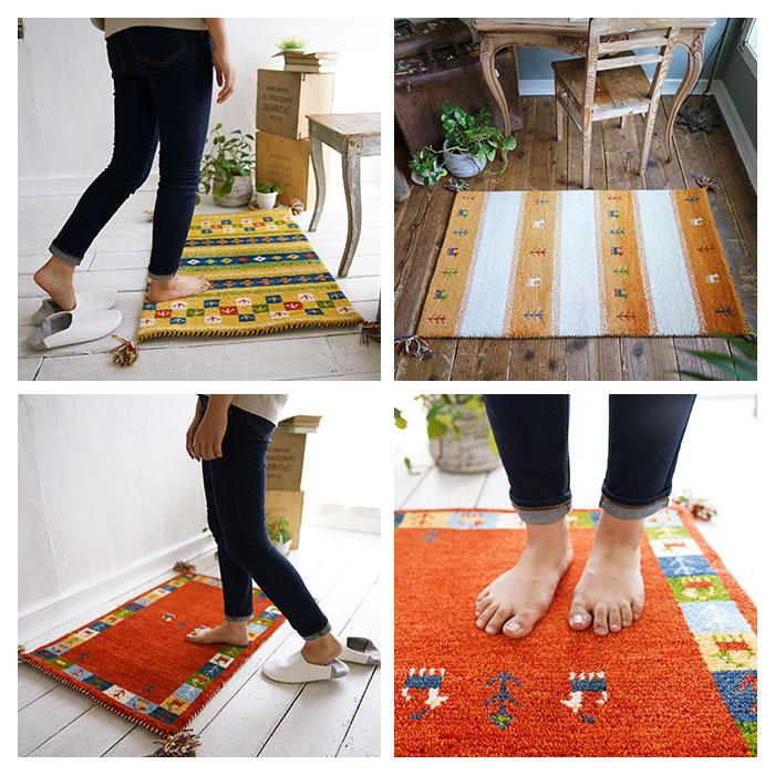ギャッベ 通販ギャッベ 玄関マット 60x90 手織り ギャッベ ハンド