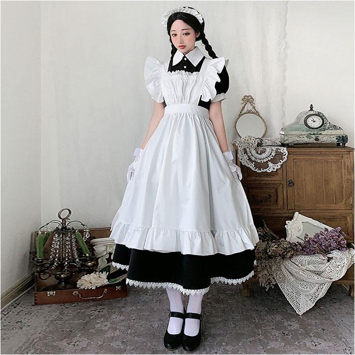 メイド服 可愛い 通販 メイドドレス ロング 長袖 半袖 クラシック