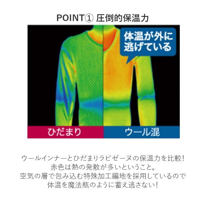 肌着 通販肌着 ひだまり メンズ 長袖 レディース 暖かい 肌着下 上のみ ブランド 雪山 下着 Ｕ首 インナーウェア 極み 紳士 高齢者 防寒 アンダーウェア