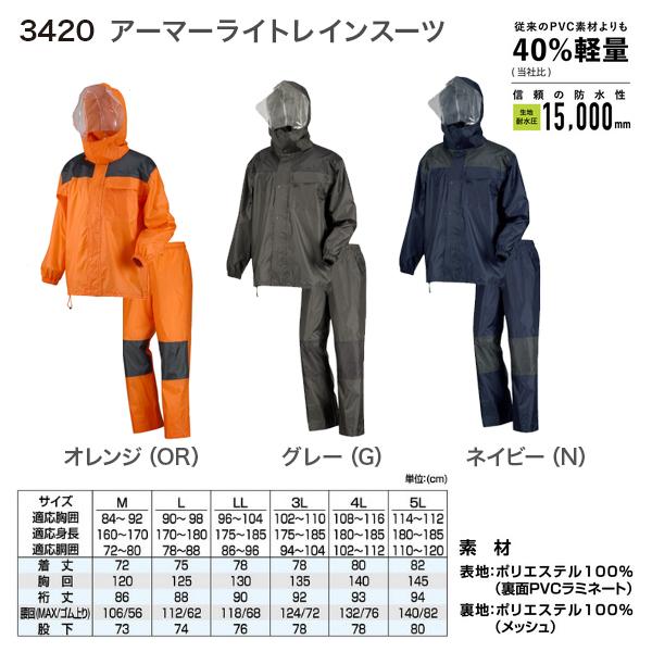 カジメイク アーマーライトレインスーツ 3420 軽量 2024NEW