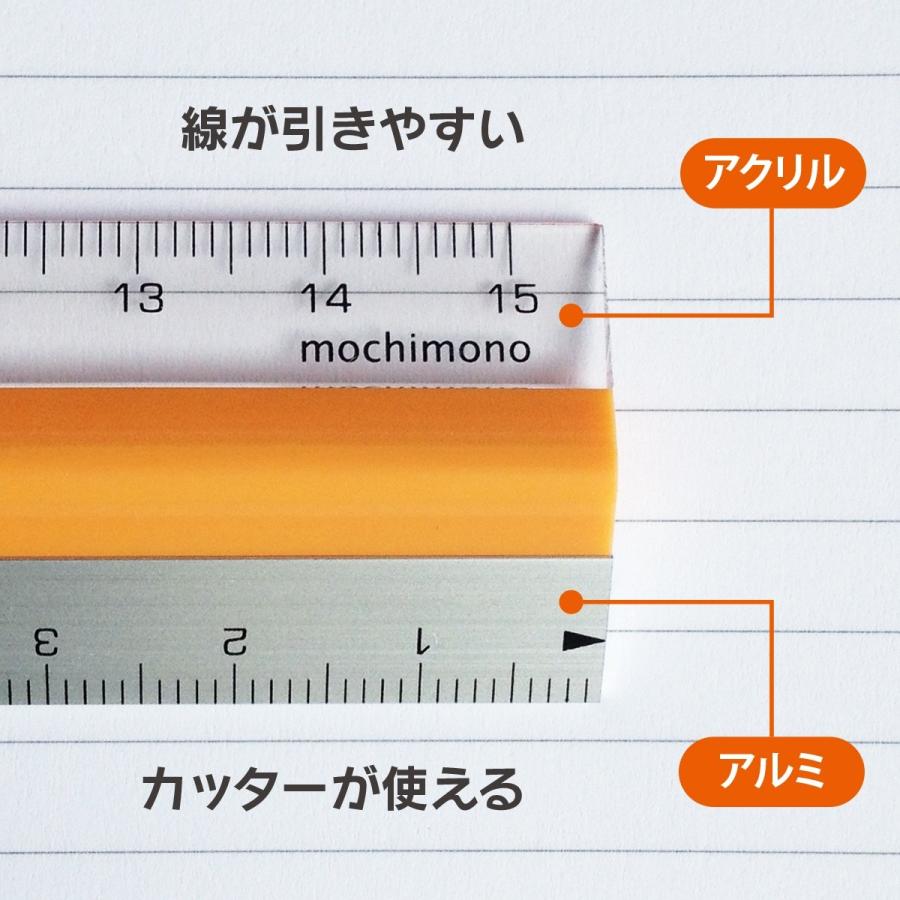 モチモノ 滑らない 定規 ピタットルーラー 15cm オレンジ｜mochi-mono-store｜05