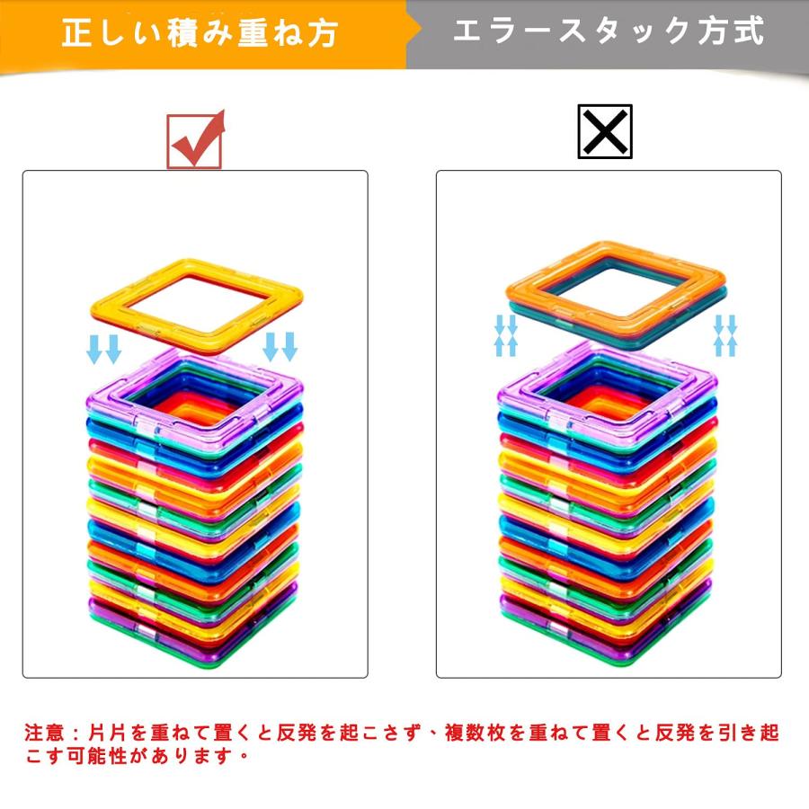 rui yue マグネットブロック 磁気おもちゃ マグネットおもちゃ 磁石ブロック 磁石玩具 おもちゃ 90PCS正方形45×個 三角形×45個 6歳｜mochii0055｜07