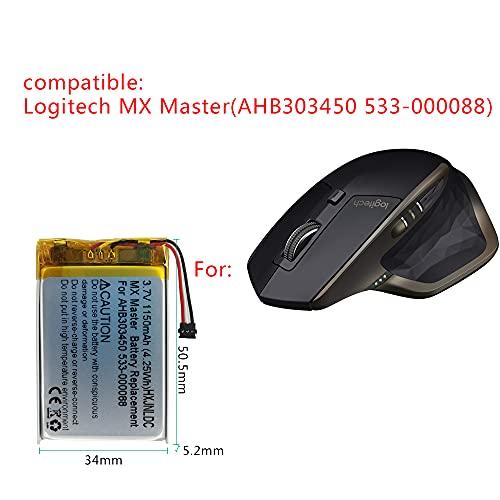 DC 3.7V1150mAhリチウムポリマー充電式バッテリー for Logitech MX Master（AHB303450 533-000088）｜mochii0055｜02