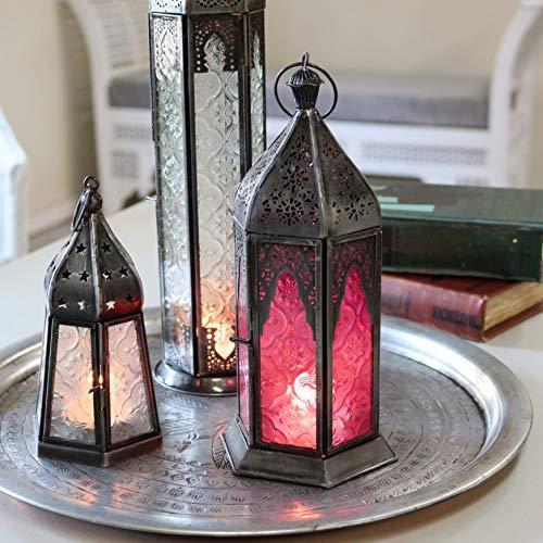 モロッコランタン・キャンドルホルダー 高さ24cm オリエンタルランプ6面のレリーフガラス Morocco Lantern Candle holder｜mochii0055｜04