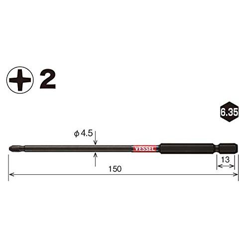 ベッセル(VESSEL) 40V対応 サキスボ 段付ビット +2×φ4.5×150mm 2本 SS162150｜mochii0055｜02